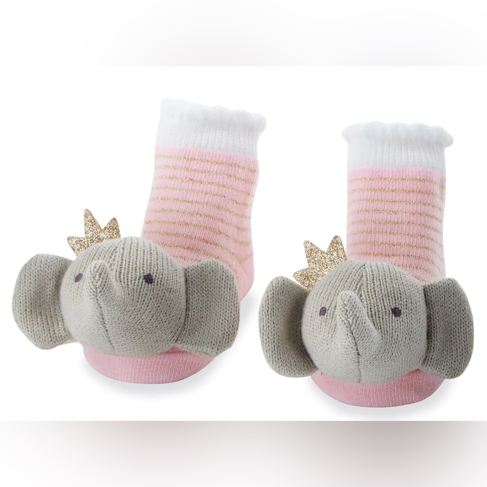 MUD PIE RATTLE PRINCESS ELEPHANT BABY SOCKS